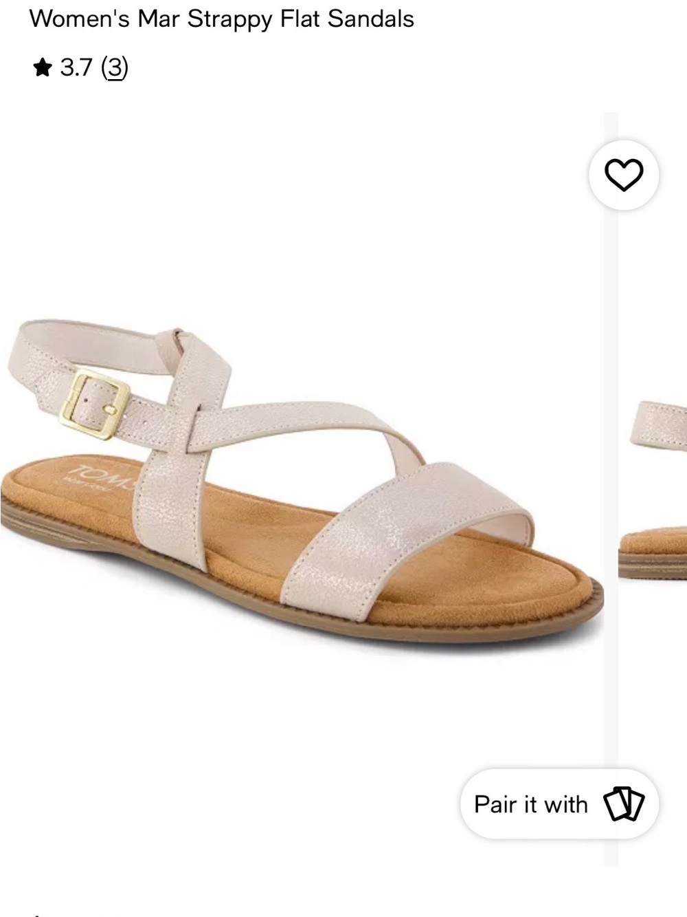TOMS Mar Cream Strappy Flat Sandals NWOT 9.5